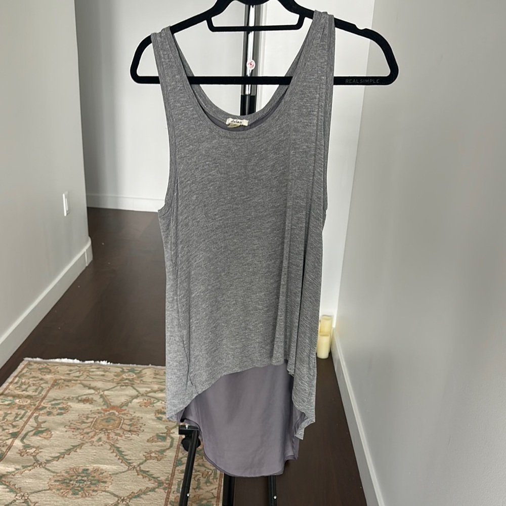 Dylan White Asymmetrical Sleeveless Tank Top